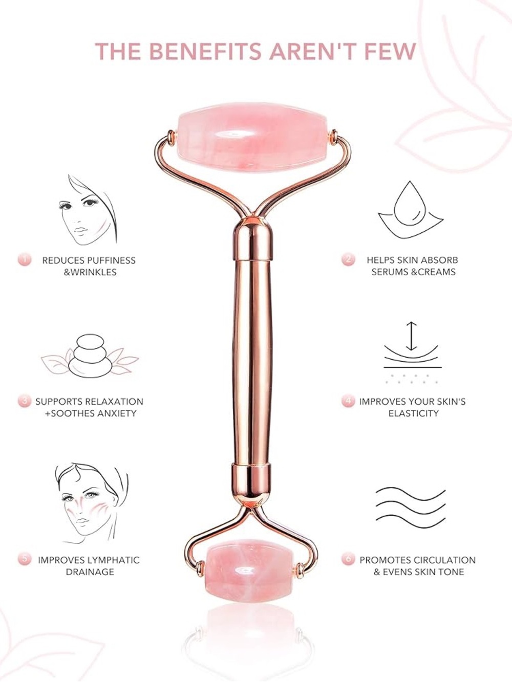 Rose Quartz Facial Roller and Gua Sha Facial Tool Set - Picture 2 of 5